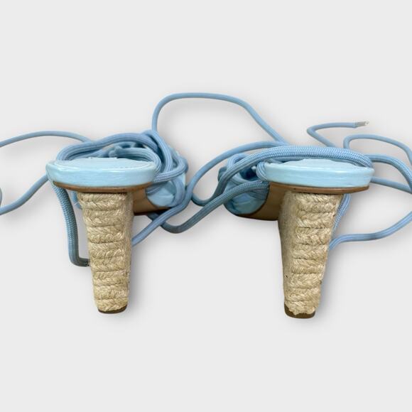 Steve Madden Lace Up Wedge Espadrille Sandal Womens Size 6 Light Blue 4‎ In Heel - Picture 3 of 6